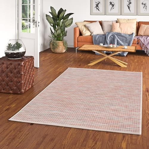 Carmel - Alfombra Interior/Exterior Plana Tejida - Cuadros Terracota Multicolor - 4 Tamaños