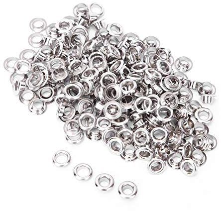 100 pièces Kit œillets œillets en laiton métal œillets avec rondelle chaussures vêtements toile cuir bricolage projets diamètre intérieur 4mm argent oeillet ceinture