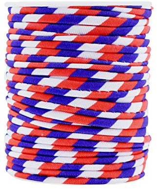 Mandala Crafts Red White and Blue Soft Elastic Cord – 20 Yards 5mm Flat Nylon Fabric Spandex Stretchy String Cords for Bikini, Bathing Suit String, Hair Ties, and Drawstring Sewing