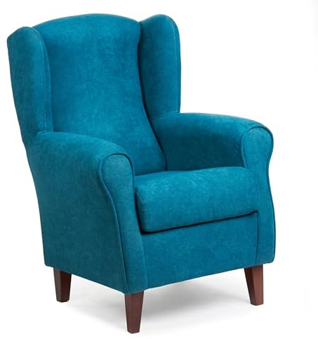 Abuelo A Gusto | Sillón Orejero Individual Roma - Compacto para Salón y Dormitorio - 106x74x78cm - Butaca de Lectura Cómoda y Ligera - Tela Antimanchas, Respaldo Alto y Sentada Firme (Azul)