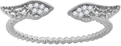 Damen-Zehenring aus 925er-Sterlingsilber, Zirkonia, künstlicher Diamant, religiöser Schutzengel-Flügel, verstellbarer Zehenring, US-Größe 8, Schmuck für Frauen, One Size, Cubic Zirkonia Metall