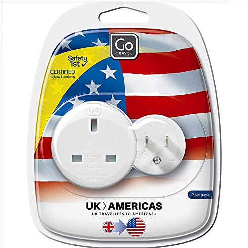 PetrolScooter Distributed Go Travel Earthed Twin UK to US USA Adapter Compact European Adaptor 2 Pack