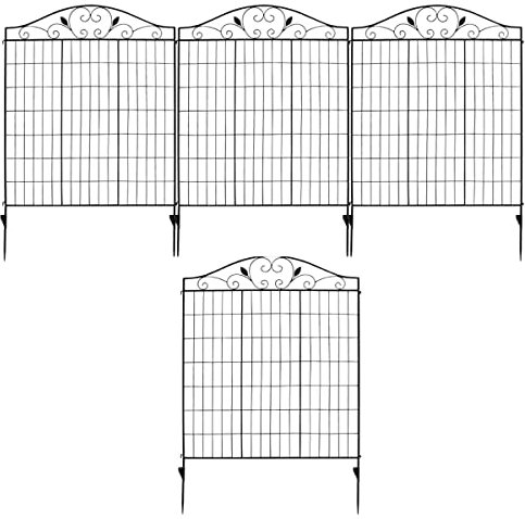 TANGZON Decorative Garden Fence, Folding Wrought Iron Wire Fencing Gate, Outdoor Rustproof Fence Panel Border Edge Section for Patio Backyard (56in x 12ft)