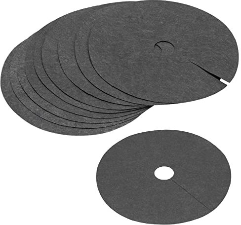 sourcing map Anello per pacciamatura per albero in tessuto non tessuto, 42,9 cm, copertura per piante per il controllo delle infestanti rotonda barriera per erbacce nera, confezione da 10