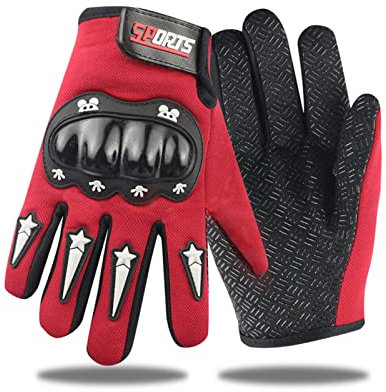 YAMEIZE Guanti Ciclismo Bambino Impermeabile Sportivi-Tattici Moto Invernali Antiscivolo Mtb Guanti Dito Pieno Rosso