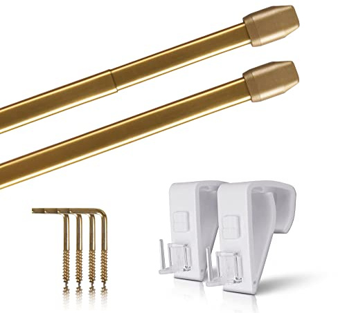 Lot de 2 tringles à rideaux extensibles, 2 tringles à rideaux avec supports de serrage - Fixation sans perçage (couleur : laiton brillant, taille : 60-90 cm)