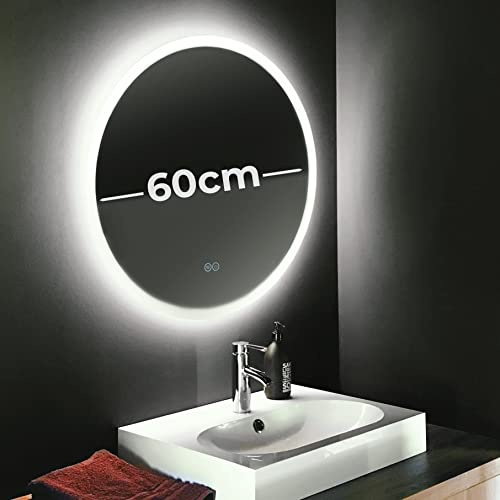 McShine - Pro LED-Spiegel rund mit Anti-Beschlags-Funktion, Badspiegel mit Beleuchtung dimmbar, 3.000lm, Ø60cm Badezimmerspiegel Beschlagfrei Lichtspiegel Kaltweiß