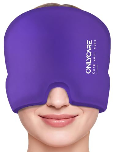 ONLYCARE Migräne Maske, Upgraded Kühlmaske Schlafmaske Kühlmütze Kühlhaube | verbesserte geruchlose Migräne-Eiskopfwickel, Kopfschmerzlinderung, Augen-Kühlmaske