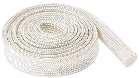 Rebower Tubo Protezione Cavo in Fibra Vetro Isolato 3,28Pi-8mm Bianco | Manicotto Isolato Cavo Protezione Tubo per Applicazioni Alta Temperatura, per Cavi