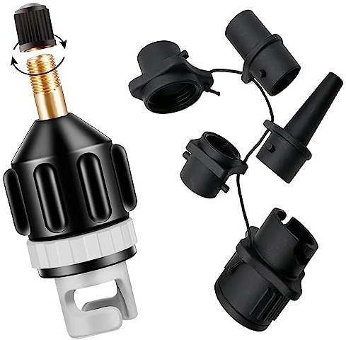 CHmiss uppblåsbar båt, adapter, sup-pump, kompressor, uppblåsbar båt, ventiladapter, sup-pumpadapter, sup-ventiladapter, uppblåsbar båt, simring (svart, 3,07 x 0,83 tum)