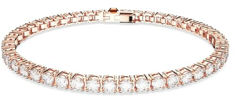 Swarovski Matrix tennisarmband, rundskuret, vitt, pläterat i roséguld