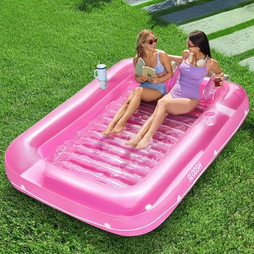 Sloosh XL Uppblåsbar solbränna pool, loungeflytande, 215 cm x 145 cm, extra stor solbrunt badkar vuxen pool flytflotte för pool, solbad, solbränna, uppblåsbar pool, solstol, solstol, solstol, solstol,