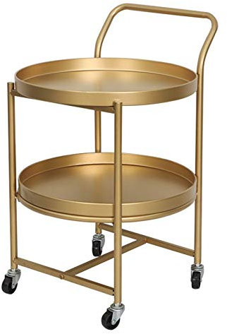 UPGENT Trolley Home Barwagen Getränke Servierwagen Sideboard 2-stufiger Friseurwagen auf Rädern Barwagen für Zuhause, Wohnzimmer – Größe: 63 x 40 x 40 cm