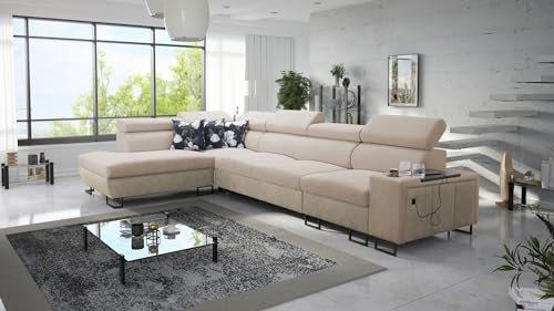 Ecksofa Melani XI Mini 350x220cm - Schlaffunktion - Bettkasten - L-Form - Couch - Eckcouch - Schlafsofa - Wohnlandschaft - Sofa - Polstersofa - Couch - Freya210.04+ Kunstleder Tauro8203 - Links - 26