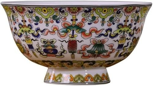 Porzellan-Servierschalen, Porzellan-Reisschale im Palaststil, 15,6 cm, 6 Zoll, Keramik-Porzellanschale, Bone China, tibetische Acht-Schätze-Schüssel, Geschirr (Größe: 4,5 Zoll) (Farbe: einfarbig ( Col