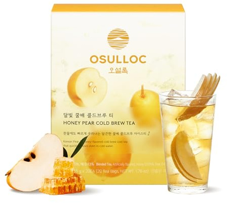 OSULLOC Honey Pear Cold Brew Tea, Korean Pear & Honey flavored iced tea (20ea, 1.76oz)