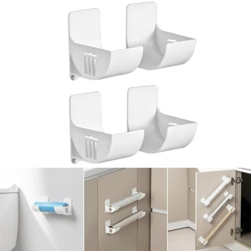 EasyByMall Lot de 4 supports de sacs poubelle, support de sacs de rangement autocollants, support mural pour armoires de cuisine, portes et placards (blanc)