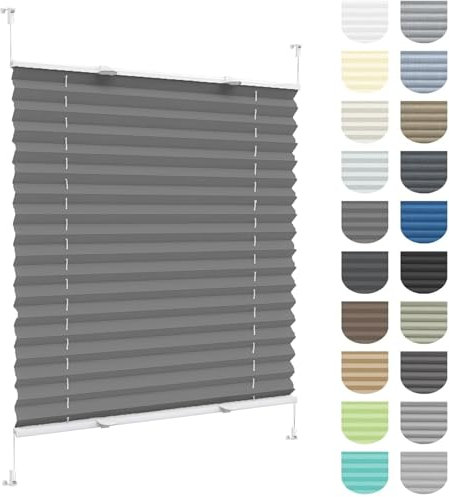 Plissee Plisseerollo Klemmfix Ohne Bohren 38 x 40 cm, Blickdicht Sichtschutz Sonnenschutz, Plissee Ohne Bohren Zum Klemmen, Plisseerollo Sichtschutz, für Fenster & Tür, Grau