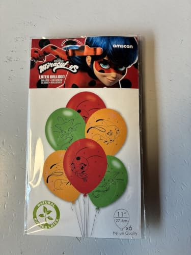 6 Luftballons * MIRACULOUS LADYBUG * als Deko zum Kindergeburtstag und Party | 27,5cm, aus Naturlatex, für Luft und Helium | Kinder Geburtstag Ballons Ballondeko Partydeko