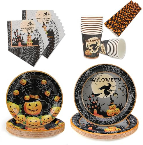 TUZHE Halloween festservis set 130 st, halloween festdekoration