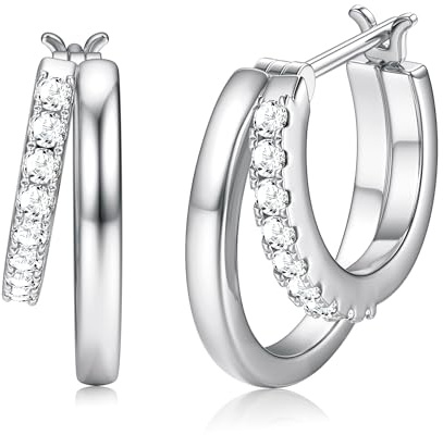 Dochais Ohrringe Creolen Silber 925 Damen Hypoallergene Ohrringe Vergoldete 14K Gold Creolen Kleine Leichtgewicht Zirkonia Huggie Hoop für Mädchen Frauen Schmuck Geschenk Silber