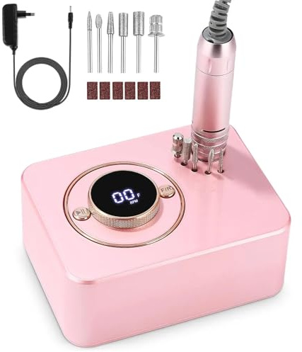 VOLTIX Fresa per Unghie Professionale 40W, 35000 Giri, Lima Elettrica con Display LCD e Alimentazione USB, Trapano Silenzioso per Manicure e Pedicure, Adatta per Unghie Acriliche e Gel