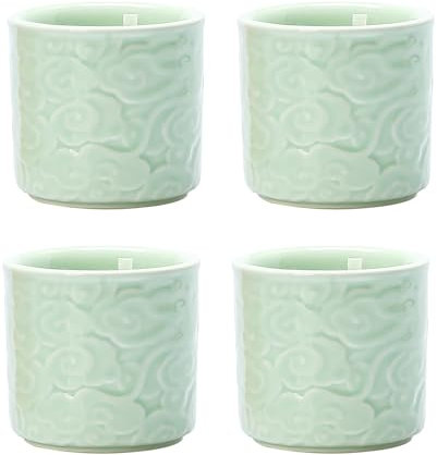 Dicmracy Tasses à expresso de 96,4 g pour café ou thé – Tasses à café en céramique pour café ou thé – Tasses à thé japonaises – Tasses à expresso asiatiques (vert gazon, 4)