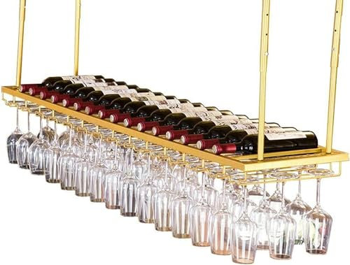 Estante de vino de techo de altura ajustable para colgar en la pared, soporte de metal para copas de vino, estante de copa de vino, estante flotante para vino, 60 x 30 cm, navegación suave