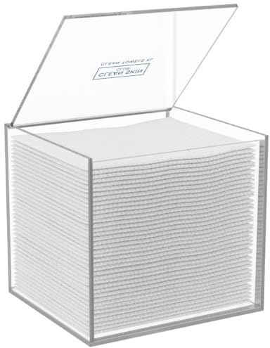 CLEAN SKIN CLUB Clear Acrylic Box for Clean Towels XL (NOT Included), Container For 50 Disposable Clean Towels XL, Face Towelettes Bathroom Counter Storage, Bin for Cleansing Facial Dry Wipes