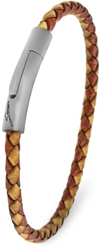 Simaru Premium läderarmband tillverkat i Tyskland, för kvinnor och män, unisex äkta läderarmband flätat med krok i rostfritt stål, hudvänligt, M - Handgelenkumfang von 16-17cm, Läder