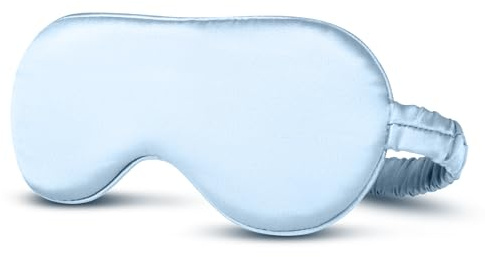 Desmend mascherina per dormire seta tinta unita copertura totale delicata sulla pelle antirughe 22 momme mask blu chiaro