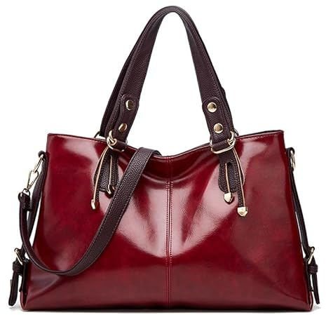 Coolives Damen Schultertasche Handtasche Henkeltasche Große Damenhandtasche aus PU-Leder Tasche Hobo Damentasche Shopper Umhängetasche Taschen für Frauen Mutter Rot