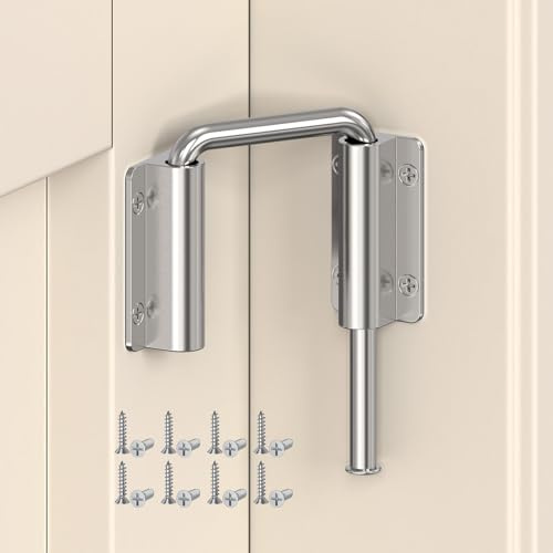 BiceNoning Upgraded Sliding Door Loop Lock, 90/180 Degree Multi-Angle Aluminum Alloy Gate Latches for Barn Door, Closet, Fence, Window, Patio - Security U-Bolt Latch Locks (Silver-1PC)