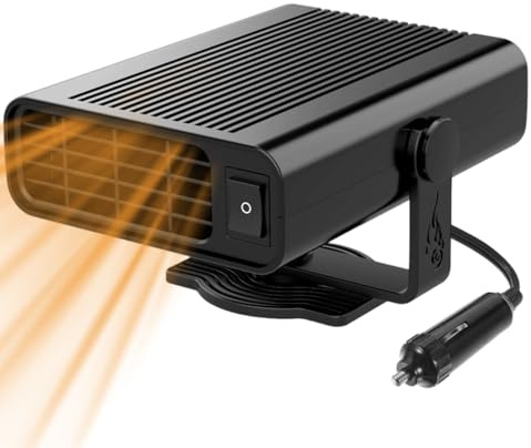 DAJASD 12 V Riscaldatore Portatile per Auto, 2 in 1 Riscaldatore per Auto, Stufetta per Auto Regolazione Libera a 360°, Riscaldamento/Raffreddamento con Accendisigari per Auto,Caravan,Camion,Barca