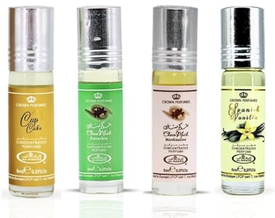 Ayat Perfumes – Estuche de 4 aceites perfumados 6 ml – Choco Musk Vanilla, Pistachio, Marshmallow & Cup Cake – Perfume de Dubai – Mixto – Larga duración