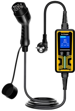 Chargeur Voiture Electrique, Cable Recharge Voiture Electrique 3.5kw, IP66, 3.5m, Courant réglable 6A/32A, Cable Recharge Voiture Electrique Type 2 avec IEC62196,GB/T et Autres (A)