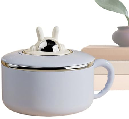 Lesunbak Cuenco grande con tapa, vajilla de drenaje de 1200 ml, cuenco de acero inoxidable de gran capacidad para fideos instantáneos con tapa, para arroz, sopa, frutas, sándwiches, verduras, hogar