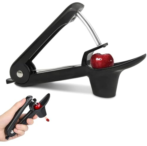YIPFEN Quitahuesos de cerezas 1 unidad Deshuesador manual de acero inoxidable para cerezas y frutas Deshuesador negro