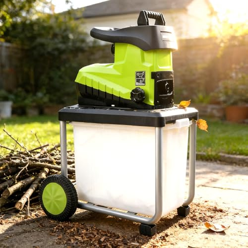 Sushangmao Trituradora De Madera Eléctrica De 2800 W, Tritura hasta 45 Mm/1,77, 5000 R/Min, con Depósito Recolector Desmontable De 60 L, para Residuos De Jardín, Hojas Y Ramas.