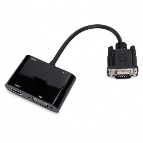 Fabater Adaptador VGA a HDMI VGAs, Divisor VGA 1 en 2 Salidas para Monitores Duales con Cable de Audio y Cable USB, Convertidor de Vídeo con Pantalla HD para PC, Portátil