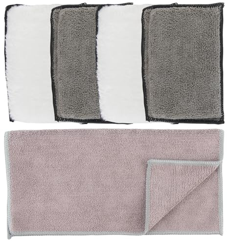 CYIOU 4 Pièces Eponge Voiture Reutilisable Lavable avec Chiffon Microfibre | 15X10X2,5 CM Multi-Usages Éponge Microfibre pour Intérieur et Extérieur de Voiture