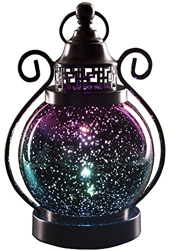Valery Madelyn Moroccan Lanterns Decorative Indoor Color Changing, Hanging Ramadan Lantern Decorations for Home Lamp Gothic Decor, Mercury Glass Sphere Globe Light, 2 Timer Modes 10.5 inch