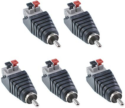 Oiyagai 5 Stück RCA Stecker auf 2-polige Schraubklemme Adapter, Cinch auf Terminalblock AV Audio Video Connector, Lötfrei Federklemme für Lautsprecher CCTV