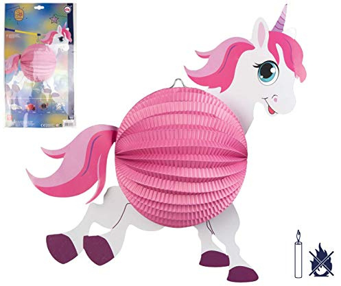 TIB Heyne 13434 - Motivlaterne, Einhorn, Durchmesser 20 cm, schwer entflammbar, ohne Kerzenhalter, St. Martin, Laternenumzug