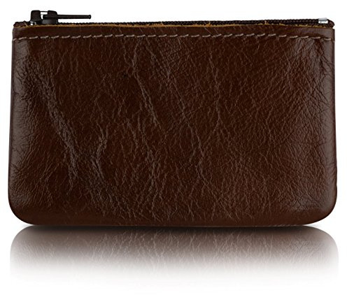 Genuine Leather Small Zipper Pouch Coin Purse for Women Change Holder for Men Size 4 x2.5 Made in U.S.A