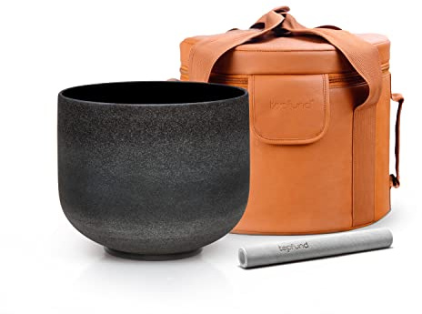 TOPFUND Klangschale mit G-Note, Kristall, 20,3 cm, Hals-Chakra, mit robuster Tragetasche und Wildlederhammer
