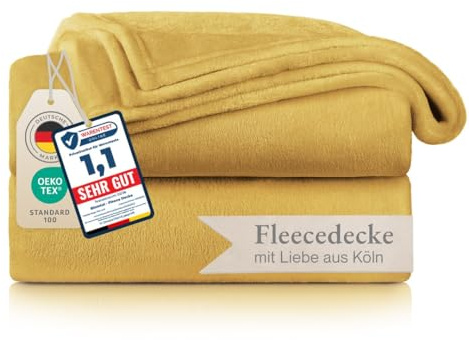 Blumtal Kuscheldecke flauschig - Oeko-TEX zertifizierte Fleecedecke 220x240 cm - Wohndecke 220x240 cm - Decke Couch Wohn- & Kuscheldecke - Flauschdecke - Wohnzimmerdecke/Wohn-+&+Kuscheldecken - Gelb