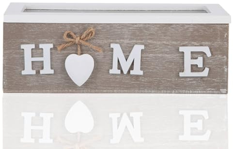 HERCHR Scatola portaoggetti in legno, bustina di tè Scatola portaoggetti per gioielli organizzatore Scatola per gioielli in legno(M)