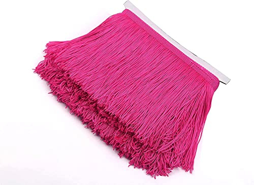 YYCRAFT Cortina de flecos de 10 yardas y 6 pulgadas de ancho por yarda para manualidades, costura, ropa, cortinas, decoración, color rosa intenso