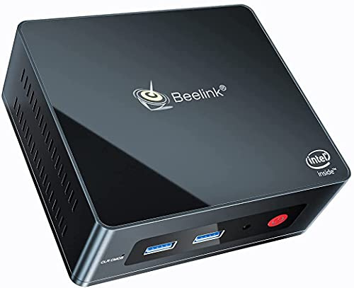 Beelink GK Mini PC avec Windows 10 Pro, Intel Quad Core J4125, 2 x HDMI Ultra HD 4K, RAM 8 Go DDR4, SSD M.2 128 Go, fente SATA3 2.5 pour disque dur/SSD supplémentaire, Wi-Fi 5 AC, Gigabit Ethernet